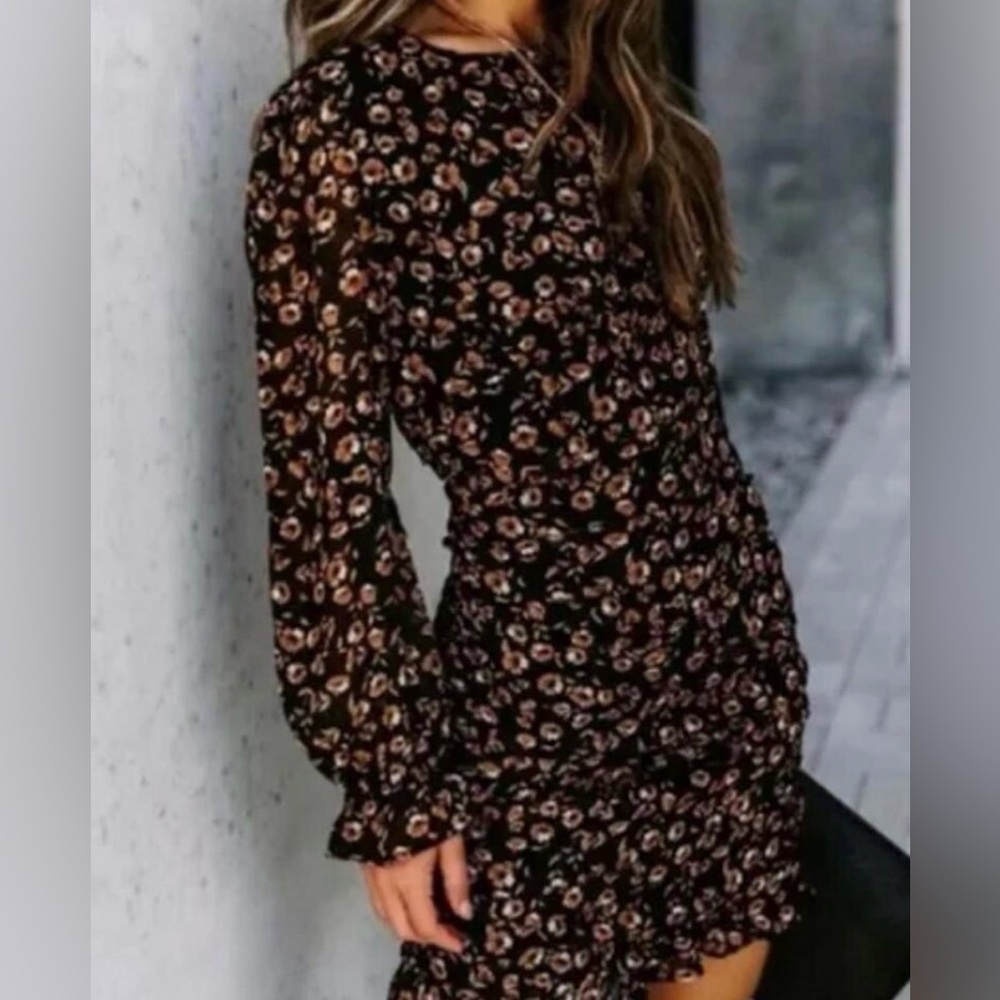 Storia Floral Ruched Bodycon Dress - Size - Medium